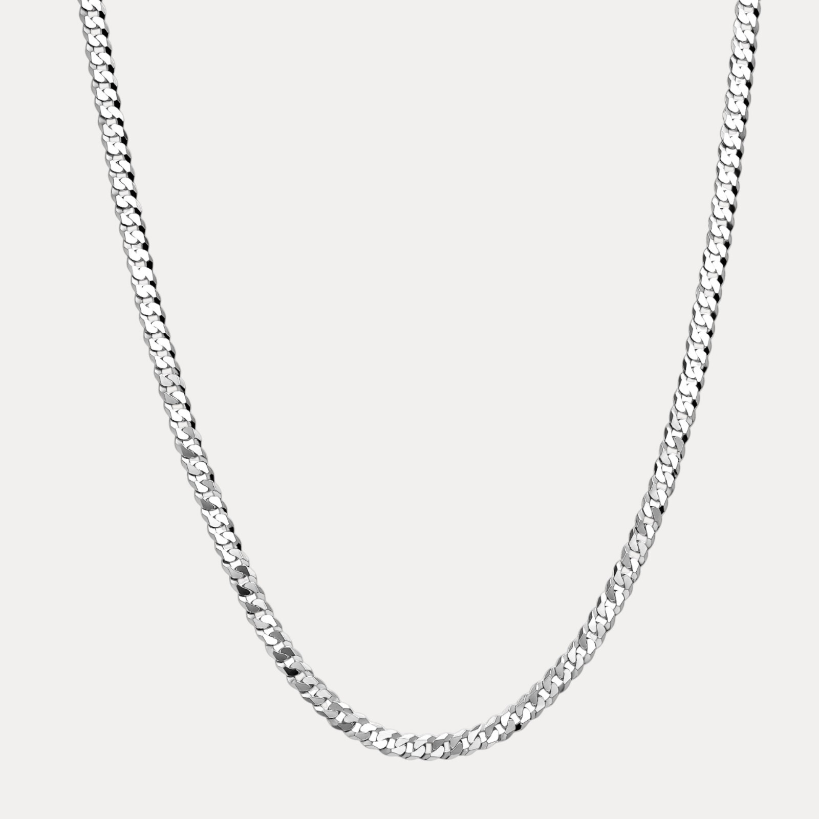 925 Sterling Silver 8mm Flat Curb Cuban Necklace – Silver/Gold/Rose Gold ITALY