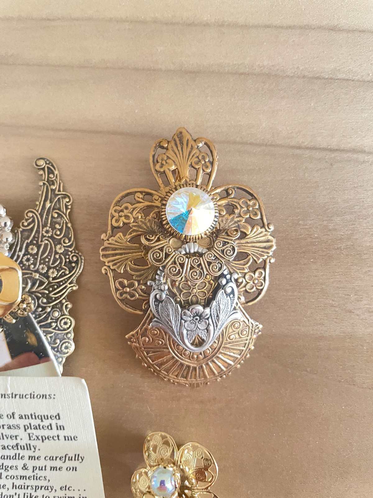 Lot of 5 Vintage Jane Davis Angel Brooches Filigree Gold Silver Bronze Tone