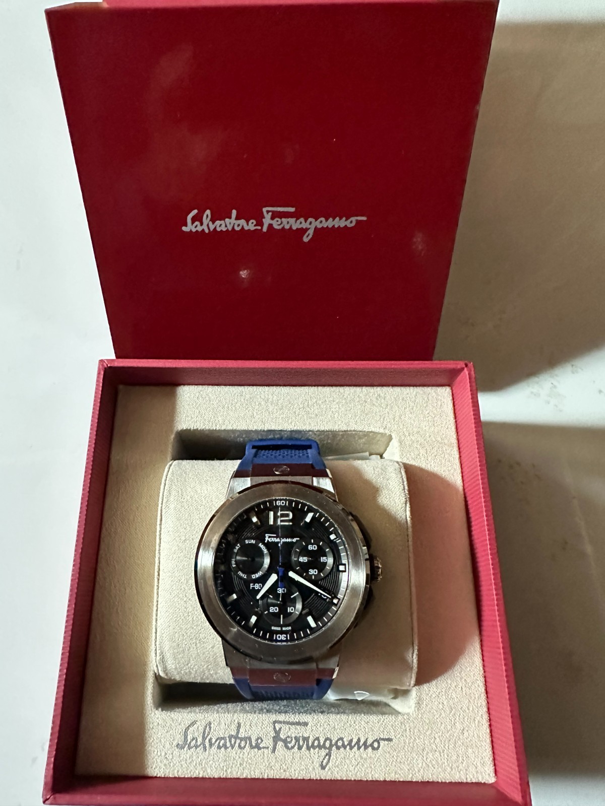 Ferragamo F-80 Titanium Chronograph Quartz Black Dial Men’s Watch (SFMT00222)