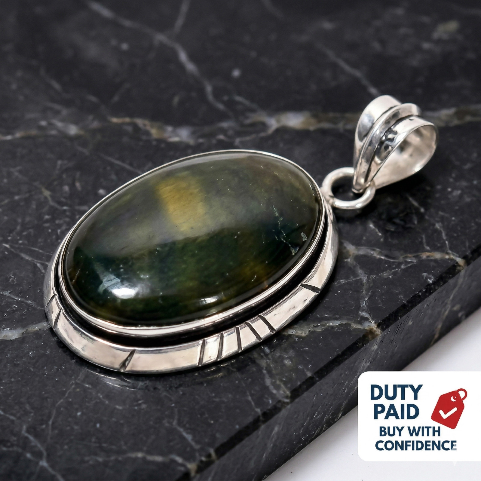 925 Sterling Silver Genuine Ocean Jasper Daughter Birthday Elegant New Pendant