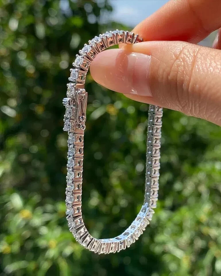 3MM Round GH/SI Natural Diamond Men’s GIA Verify Tennis Bracelet 14k White Gold