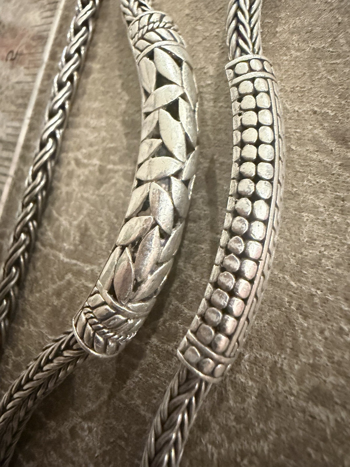 Lot of 3 ATI 925 Sterling Silver Woven Chain Bracelets Estate
