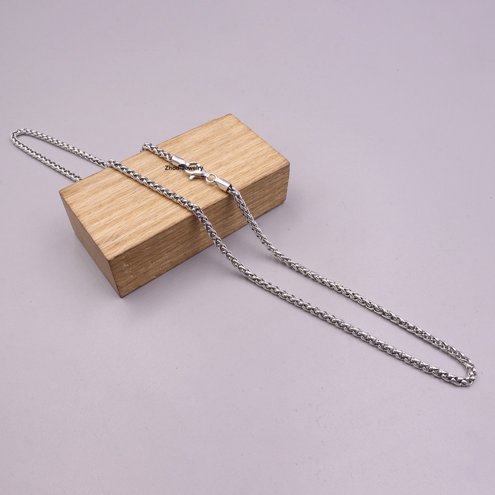 Solid 925 Sterling Silver Women Men 3mm Wheat Link Chain Necklace 15-17g 20inch