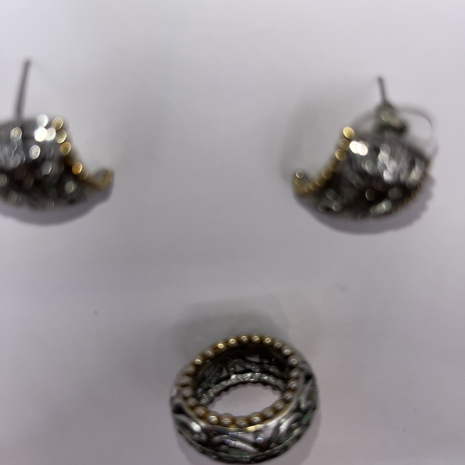 effy fine jewelry preowned Sterling Silver And 18K Gold Necklace Pendant/Earring