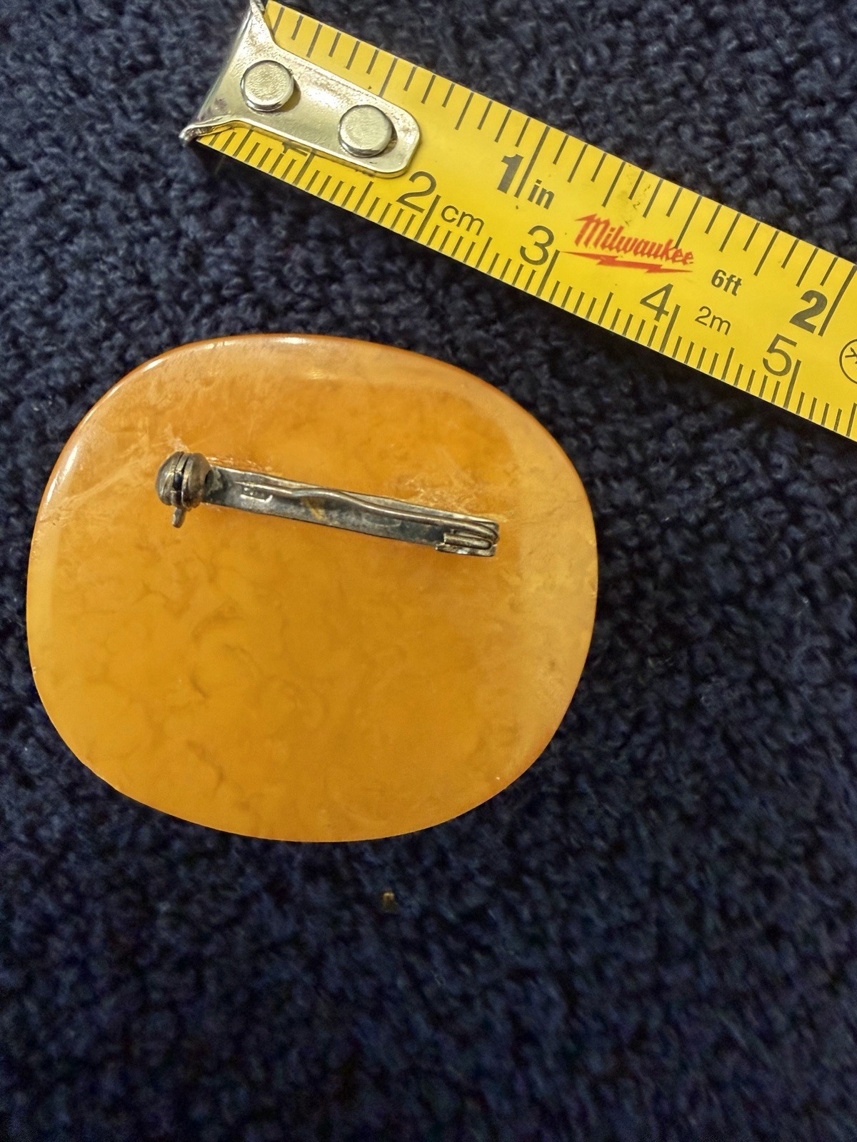 Vintage Sterling 875 Amber Brooch Egg Yolk Russian Butterscotch 12.8 grams 5231