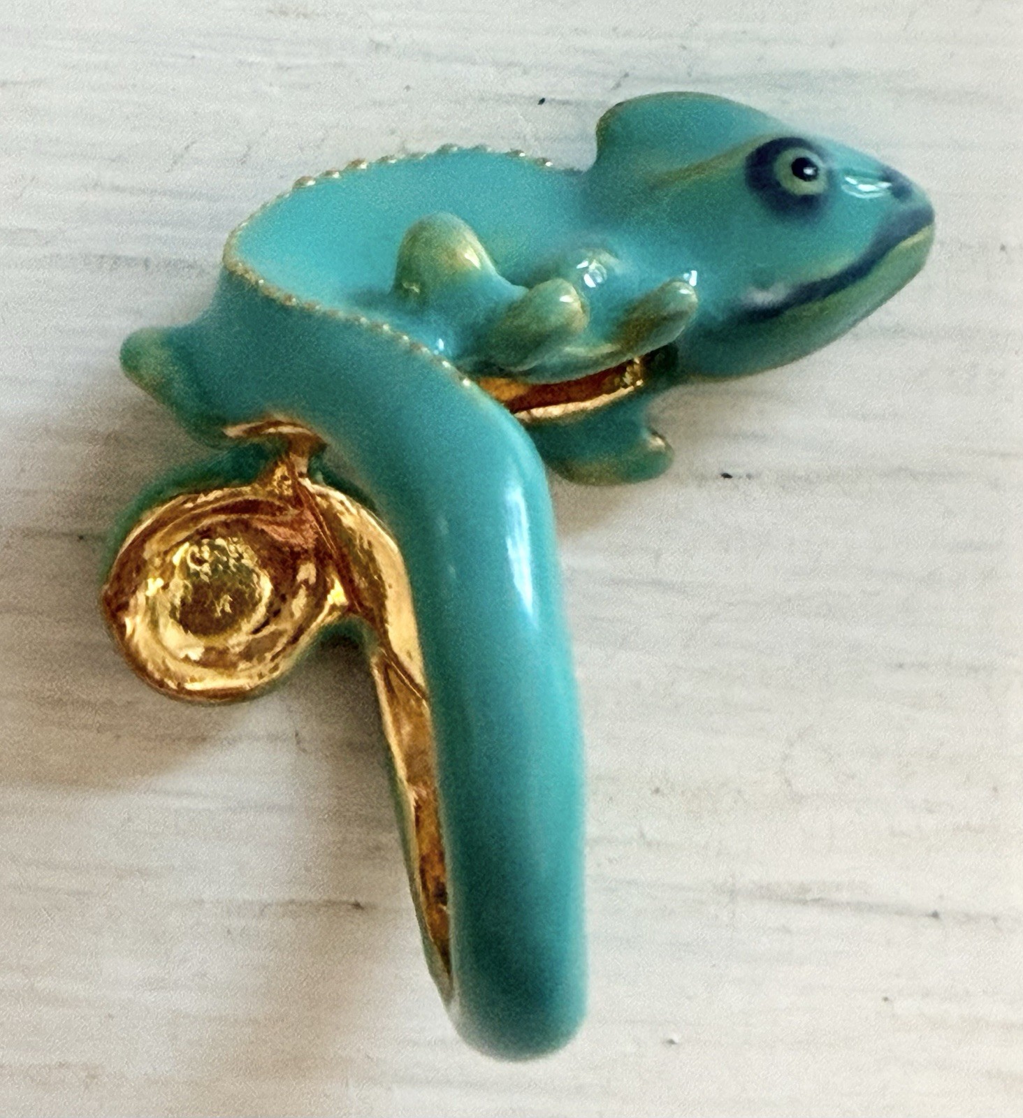 Chameleon Green Lizard Unique Enamel ring size 10 Gift Tropical Jewelry NEW