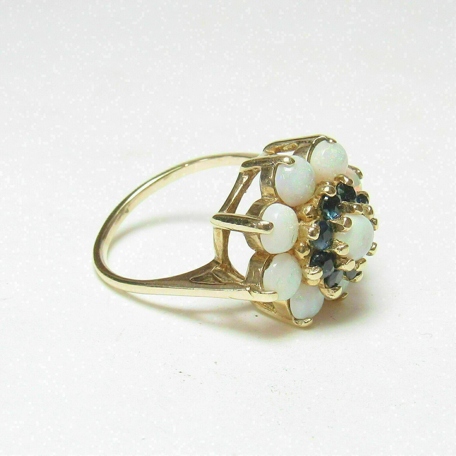 Beautiful 1.70Ct Round Cut Fire Opal Flower Engagement Ring 14K Yellow Gold Over