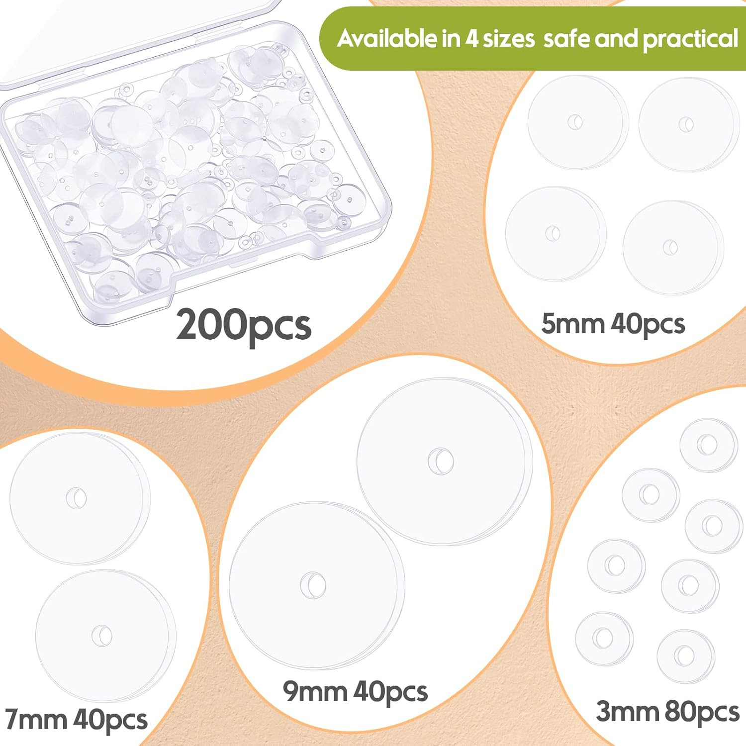 200 Pcs Clear Piercing Disc for Piercing Bump 3/5/ 7/9 Mm Clear Silicone Earring