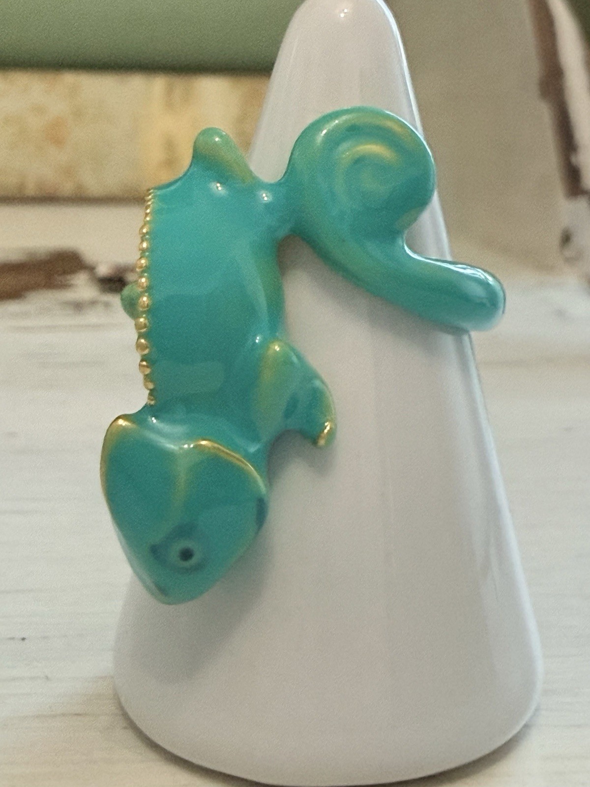 Chameleon Green Lizard Unique Enamel ring size 10 Gift Tropical Jewelry NEW