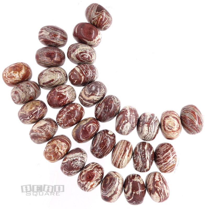 10 Large Brick Red Zebra Jasper Rondelle Bead 17mm – 18mm 5″ #18180