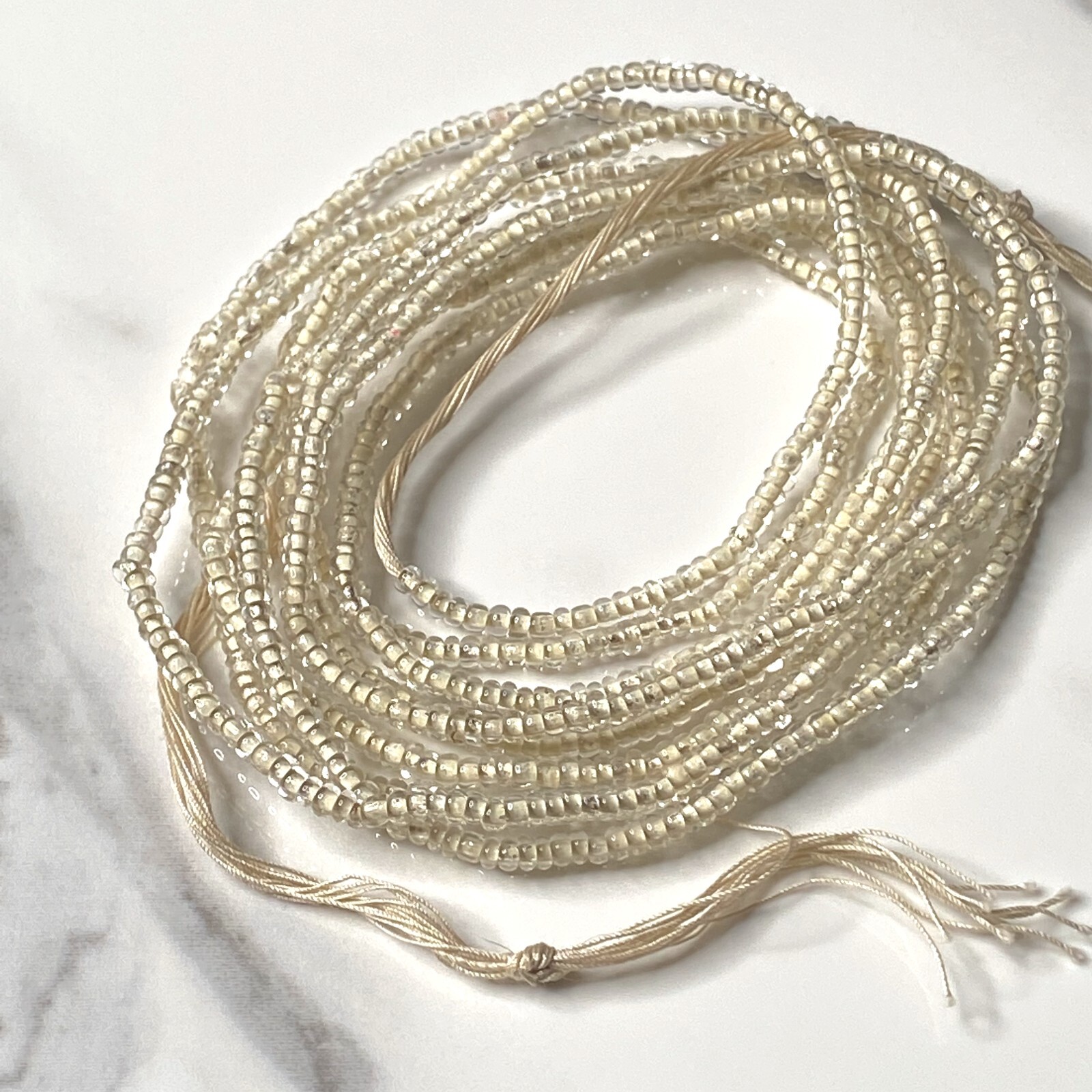 Pure Elegance: Handmade White Cotton Tie-on Waist Beads – 60-inch Strand