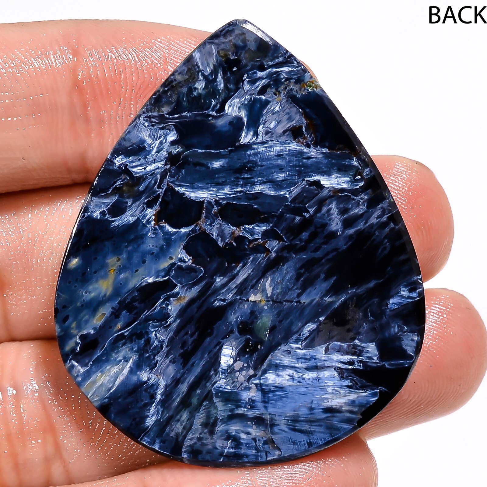 58.65Ct A+ Natural Gray Pietersite Pear Cabochon 35x42x6mm , Pietersite Gemstone