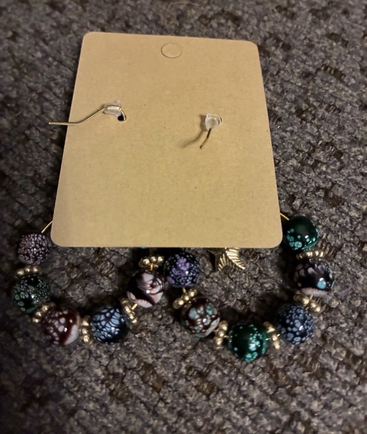Handmade Gold Hoop Earrings with Multicolor Beads and Star Charm