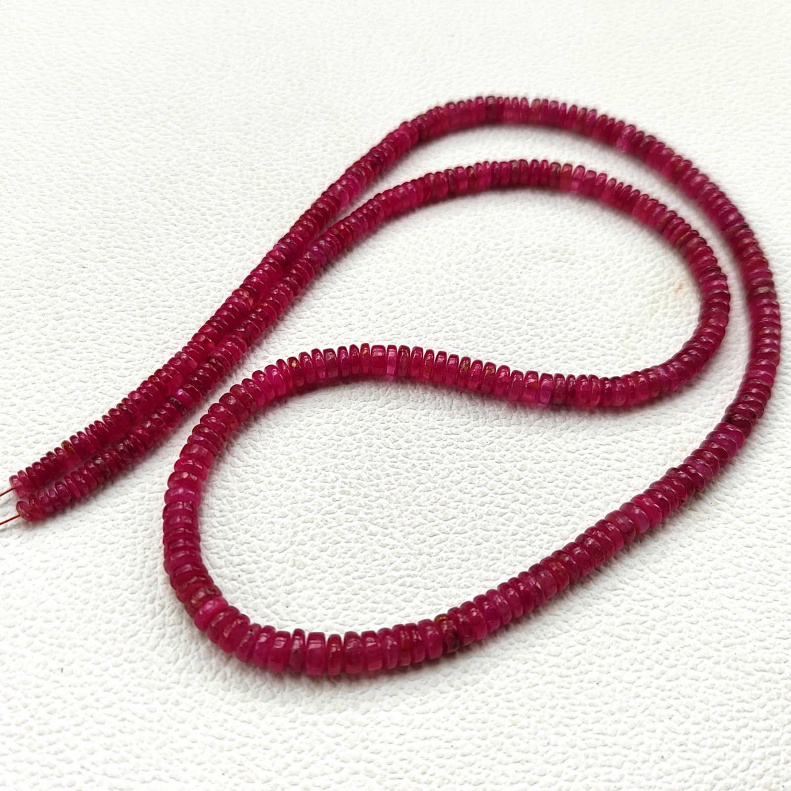 Natural Myanmar Ruby 3.5-5mm Heishi Smooth Beads Strand 23″ Genuine Burma Gems