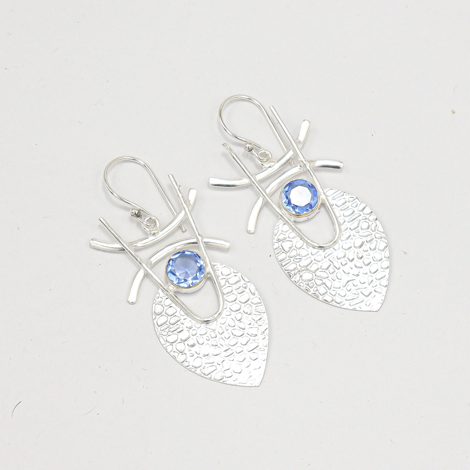 Tanzanite Gemstone Earrings 925 Silver Handmade Jewelry 1.78″ Anniversary Gift