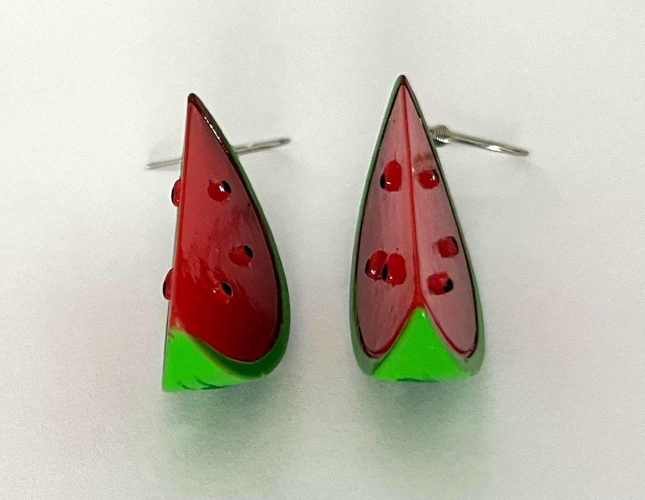 Watermelon Sugar Slice 3D Fruit Food Dangle Earrings Jewelry Stainless Hooks 2″
