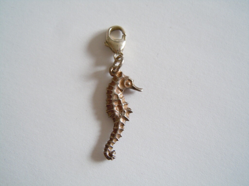 925 Sterling Silver Carabiner Charm Pendant Seahorse 2.3 G/Approx. 3.9 X 1.0 Cm