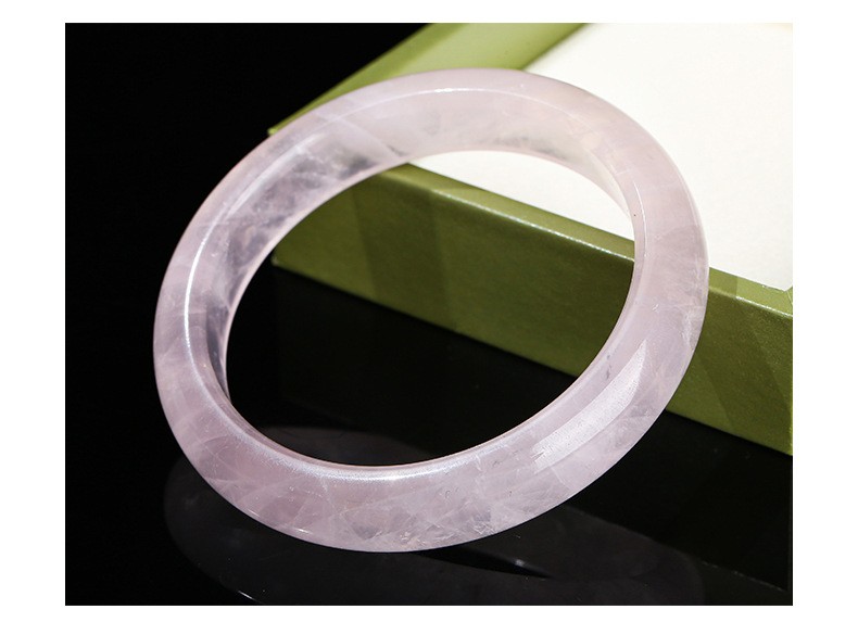 51-60mm Natural Pink Quartz Crystal Gemstone Healing Round Bangle Lucky Bracelet