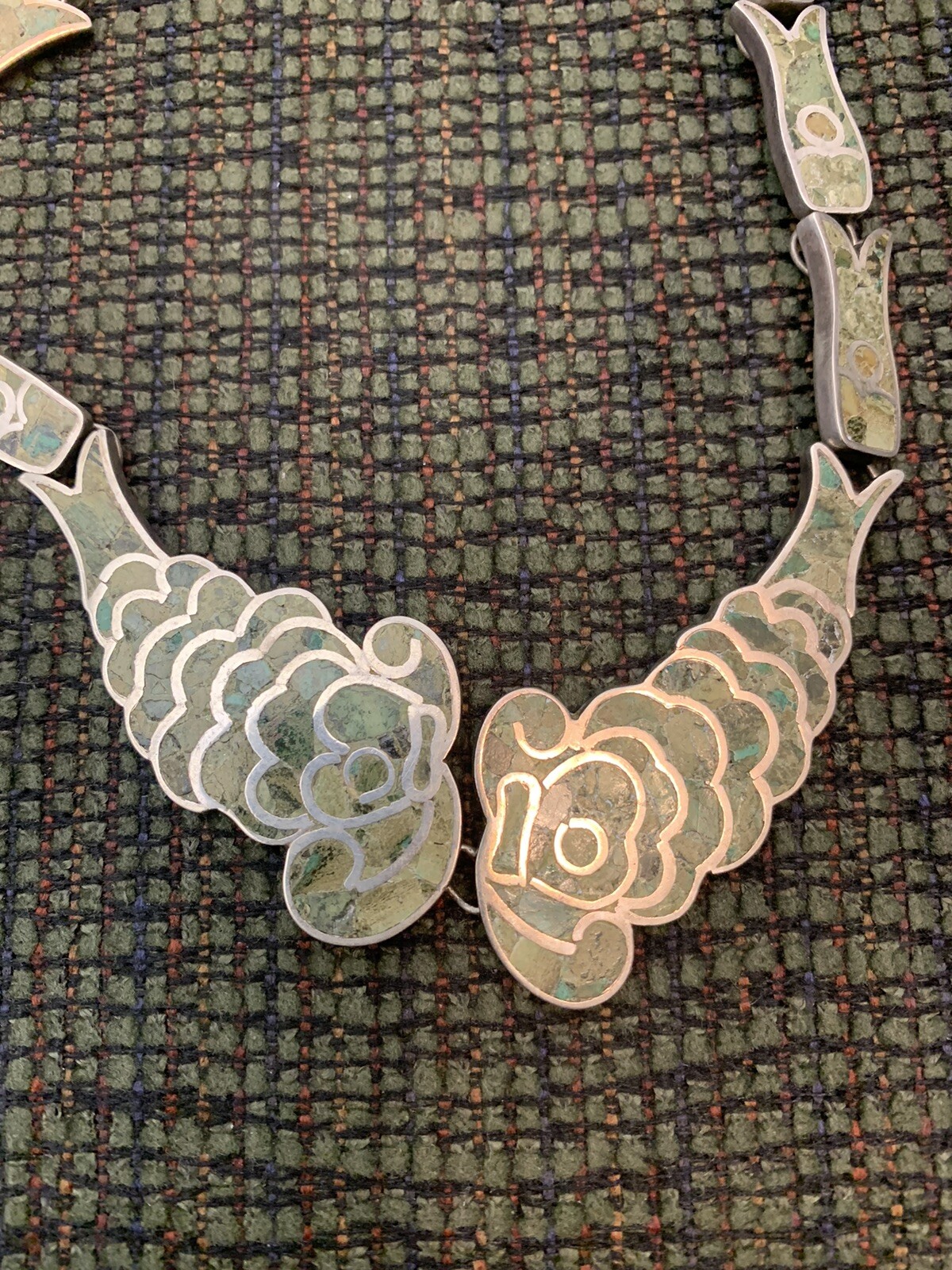 VTG Mayan Sterling Silver Jade Necklace, Bracelet Earrings Taxco Mexico 108g