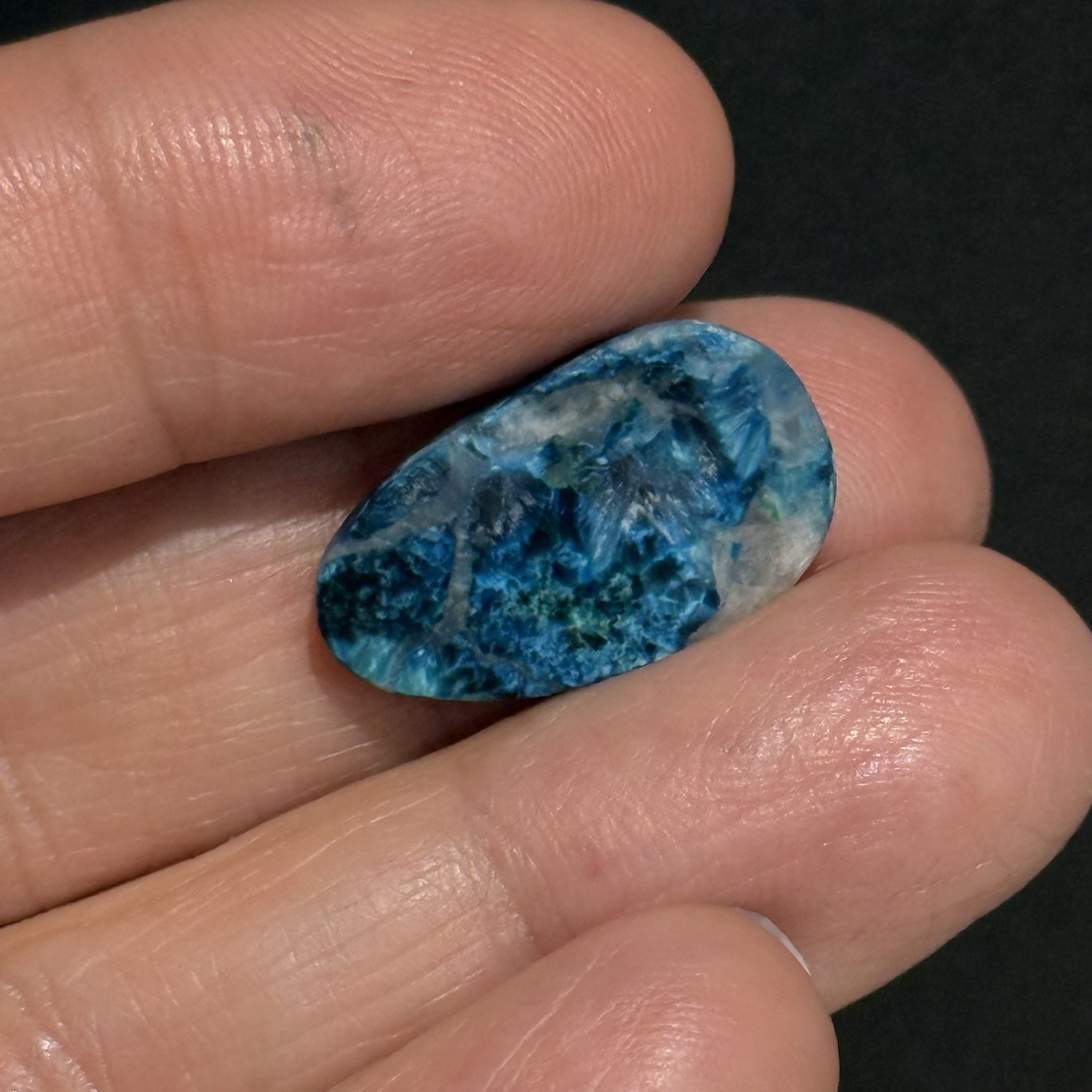 7.85ct 20.7×12.2x3mm Rare Blue Plancheite Cuprite Shattuckite Calcite Cabochon