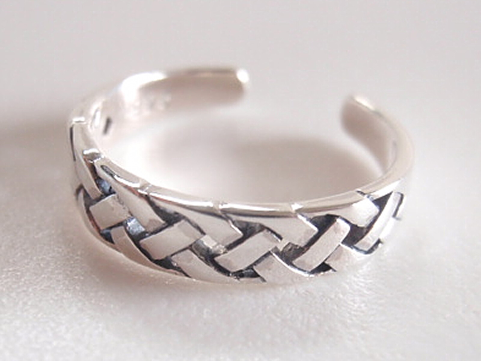 Weave Toe Ring Adjustable 925 Sterling Silver woven