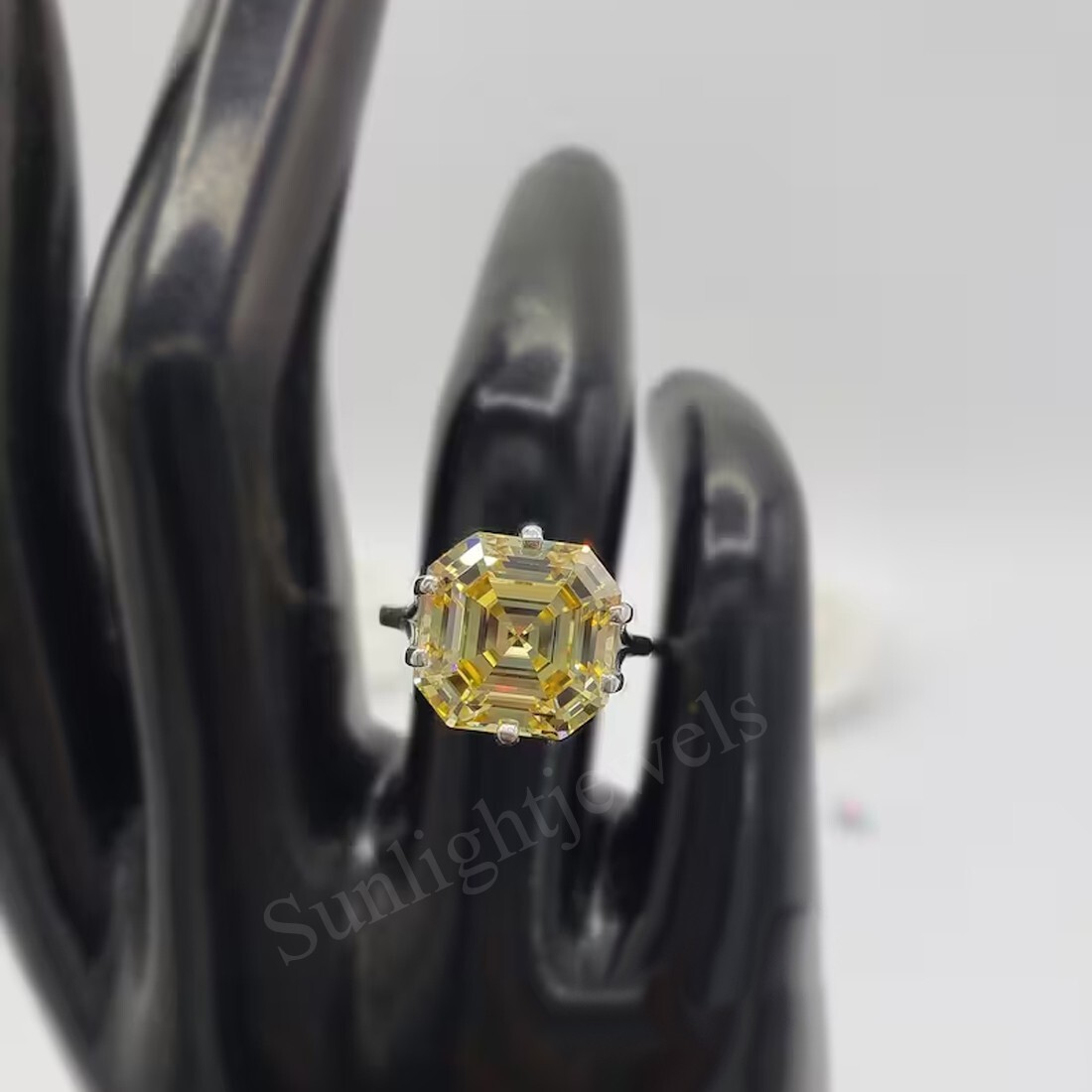 RARE 20.00 Ct Certified Treated Champagne Diamond Ring 925 Silver Prong Setting