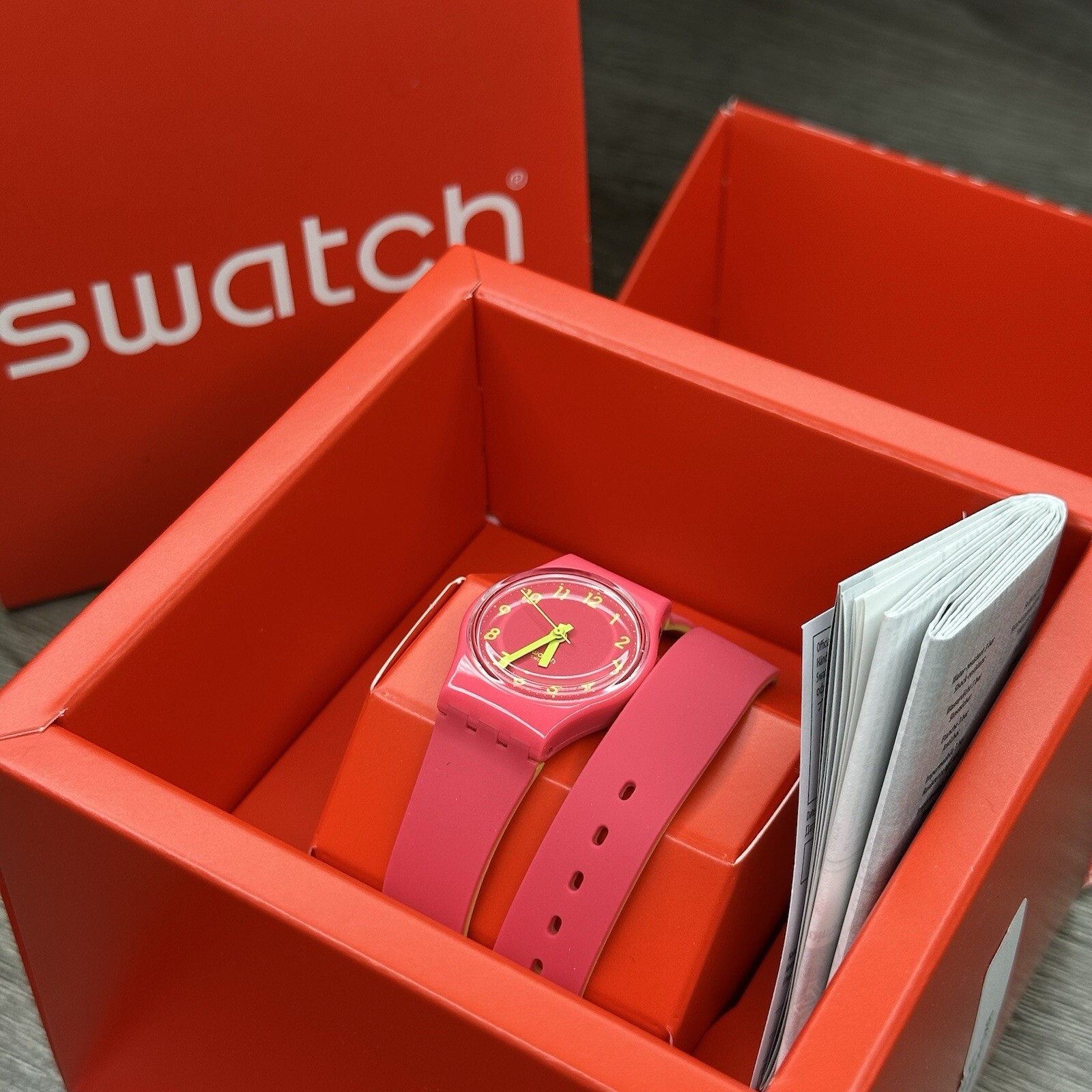 NEW✅ LIMITED✅ Swatch BIKO ROSE Pink Silicone Wrap Around Ladies Watch LP131