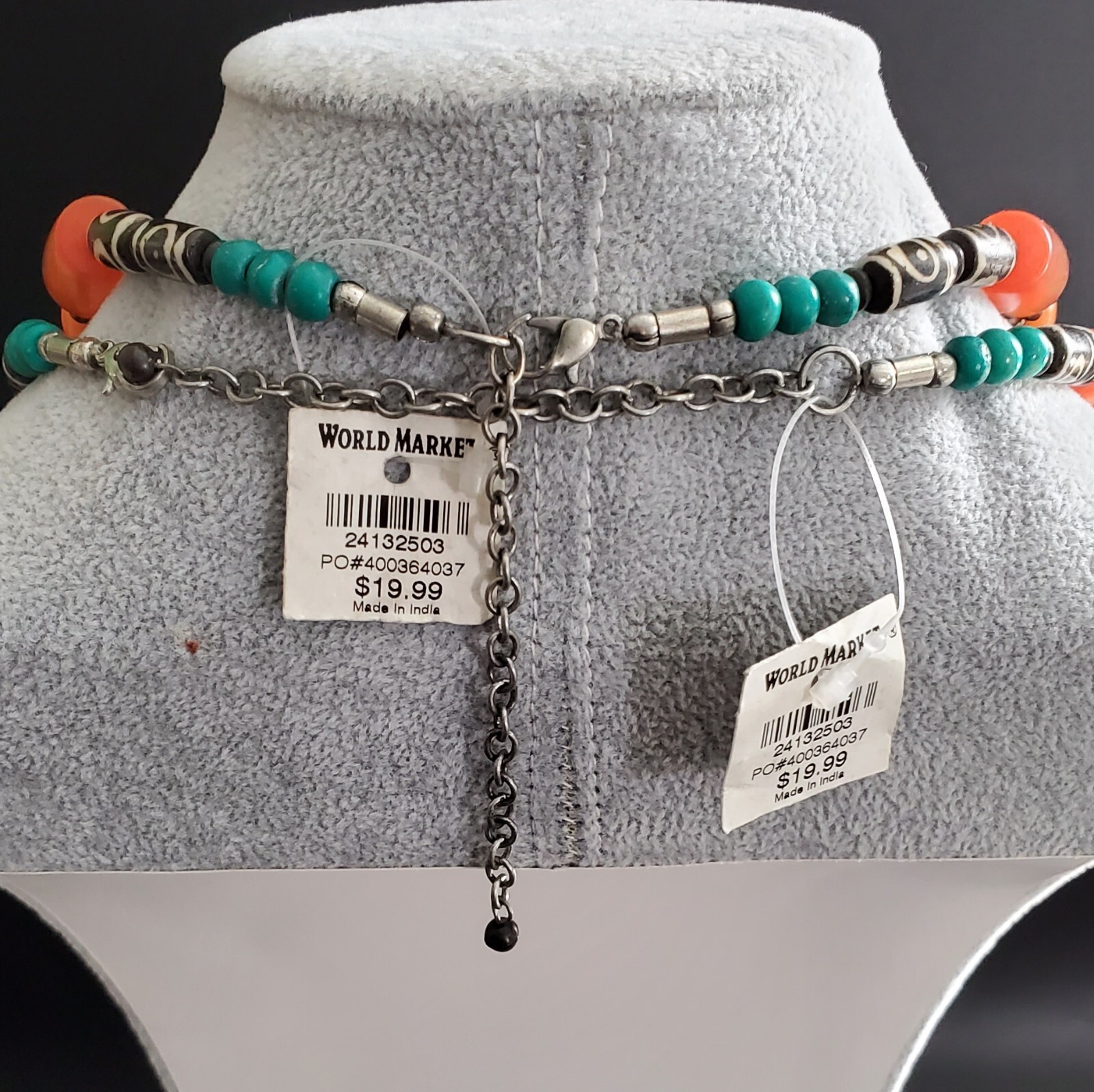 New Bohemian Boho Lot of 2 Necklaces 19 to 22 in. World Market Exclusive India