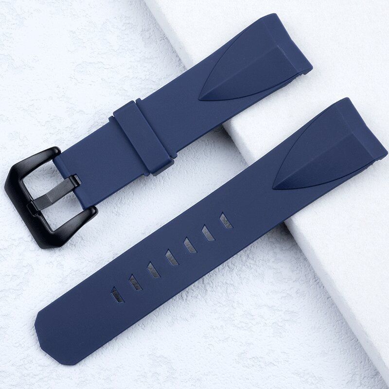 22mm Black Blue Silicone Rubber Strap Watch Band Fits Corum ADMIRAL’S CUP