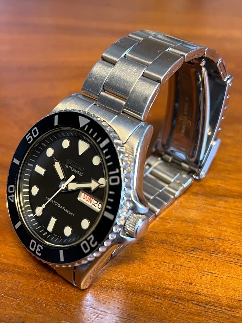 SEIKO SKX023 7S26-0040 Automatic Black Day Date Watch 100m