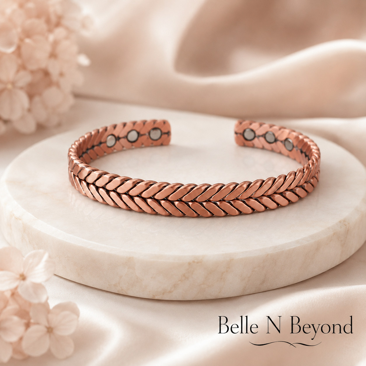 Pure Copper Magnetic Bracelet Adjustable Braided Cuff 6 Magnets Unisex