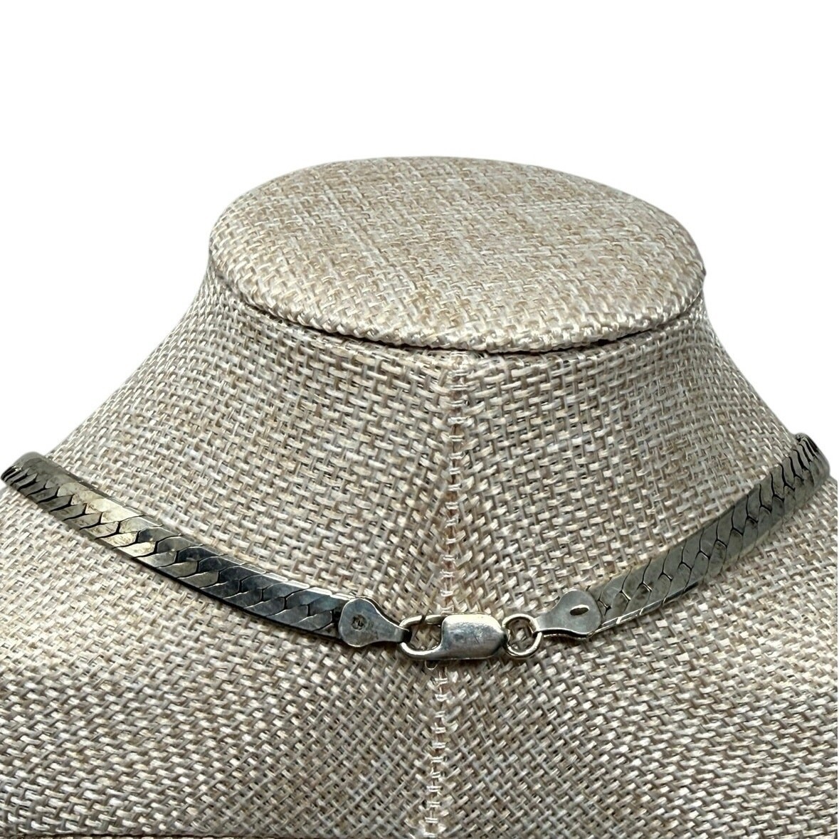 Vintage 925 Italy Sterling Silver Herringbone Chain Necklace 18″ 28g 5mm