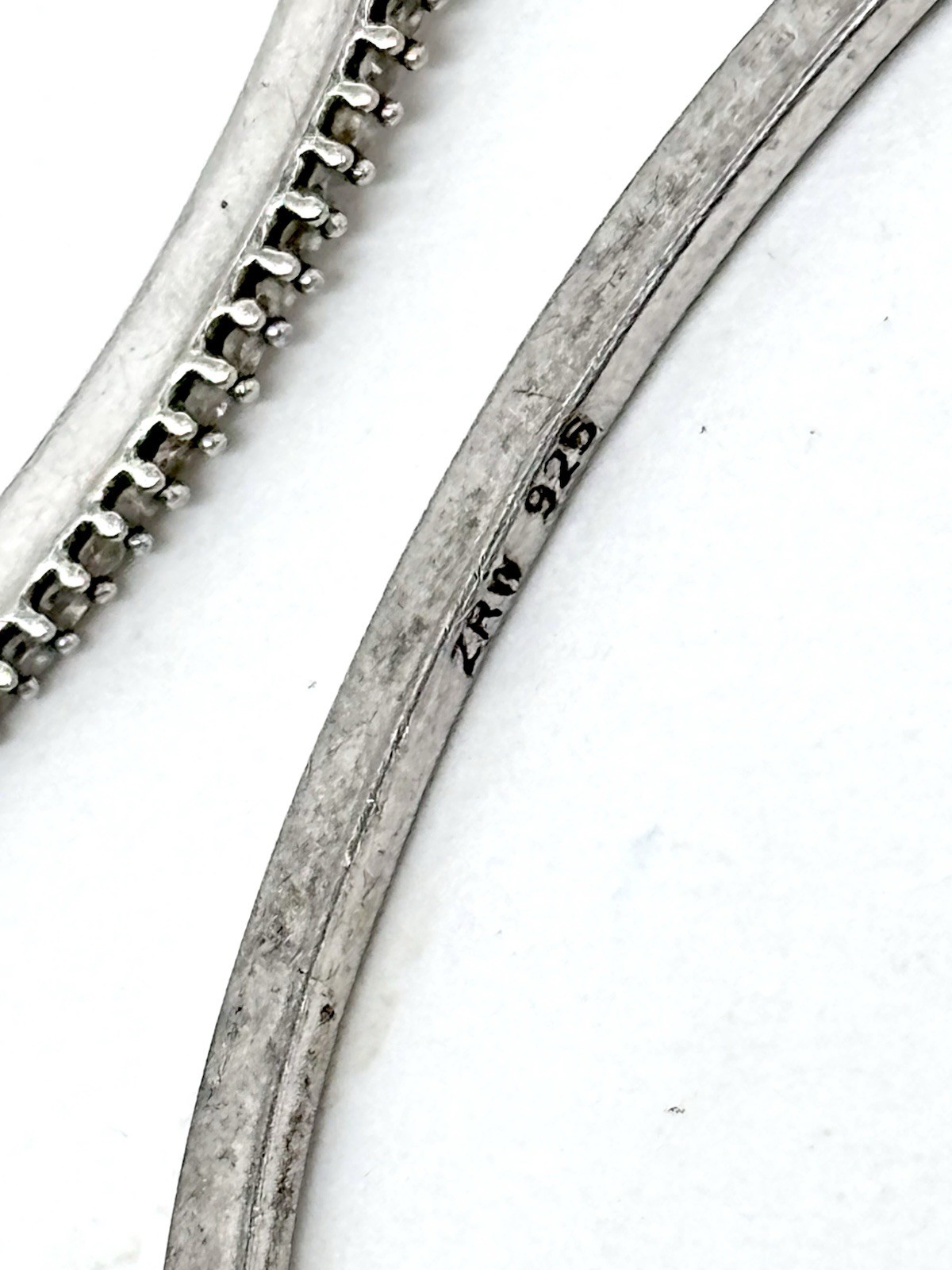 Large Sterling Silver Hoop Earrings w/ Diamond Accents Melee Zales Classic Style
