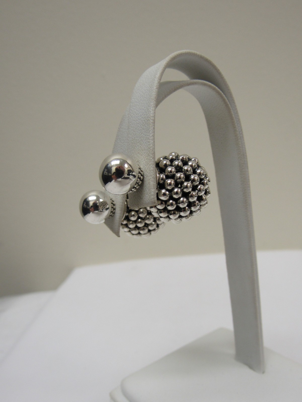 Designer LAGOS Sterling Silver Signature Caviar Double Ball Stud Earrings