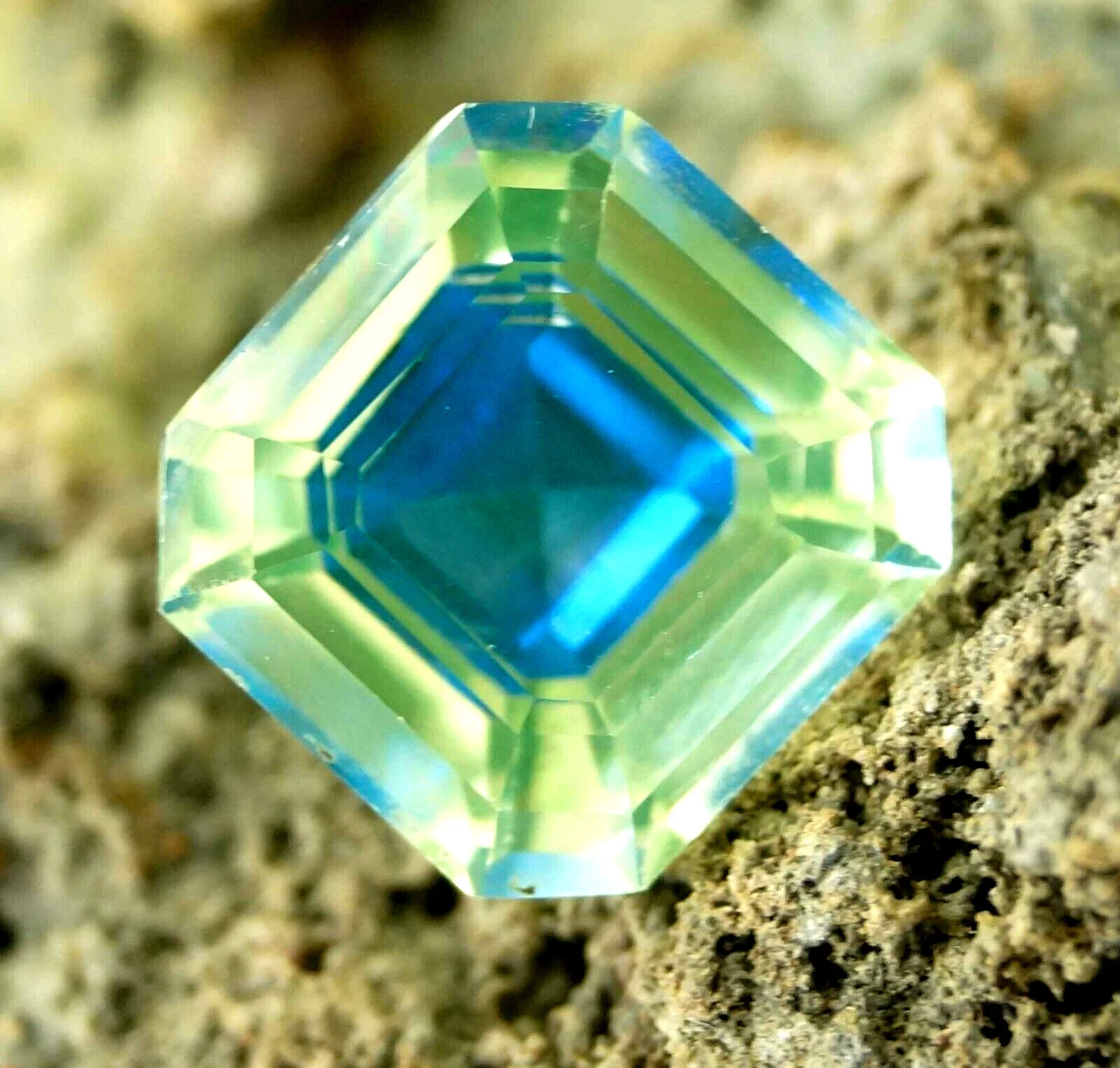 10.45 CT+ Natural Bi-Color Pitambari Sapphire Asscher Loose Certified Gemstone