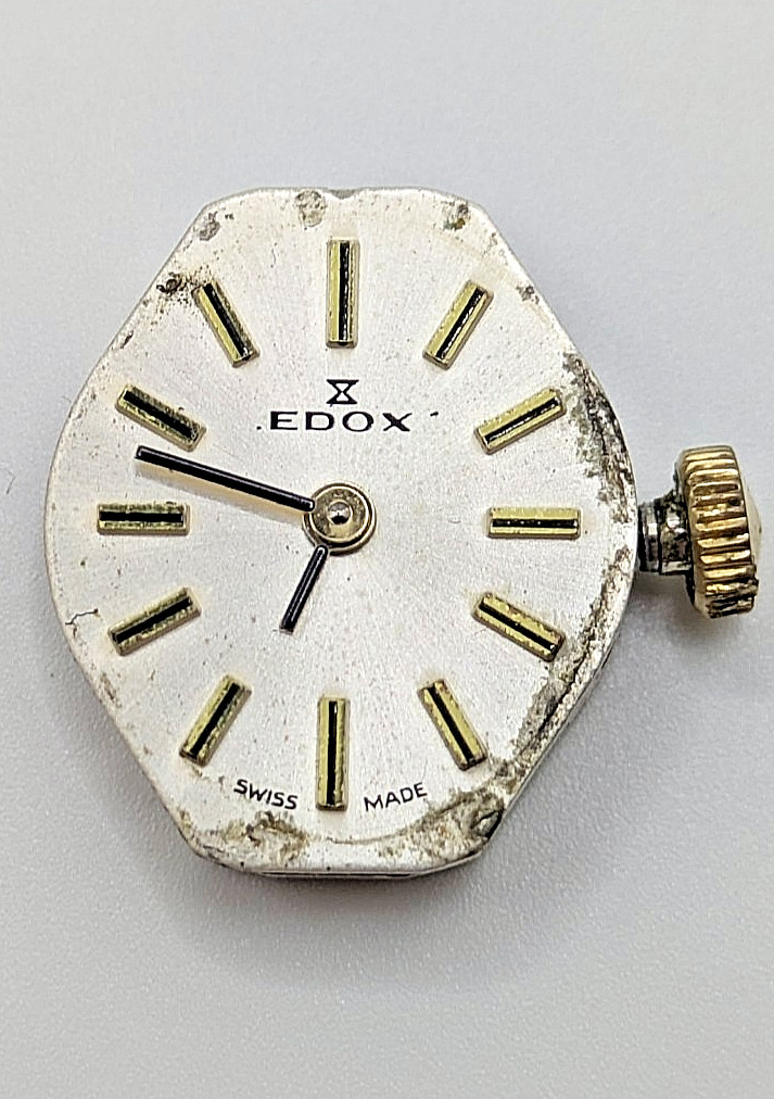 FHF ST 69-21 Edox Manual Wind Watch Movement Dial 17 Jewels Swiss 18.6mm