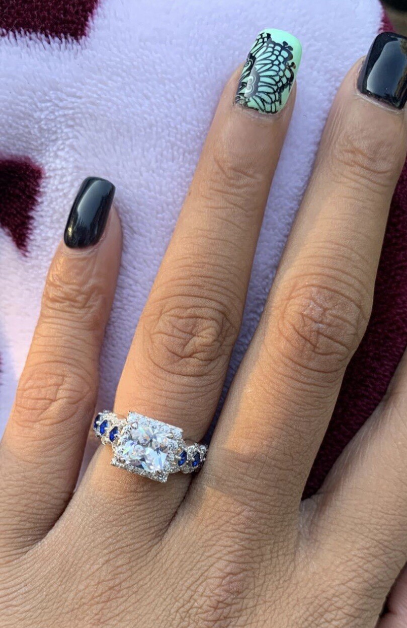 5C 3PC Diamond Simulated Wedding Engagement Ring Set Womens Bridal Set Size 5-9