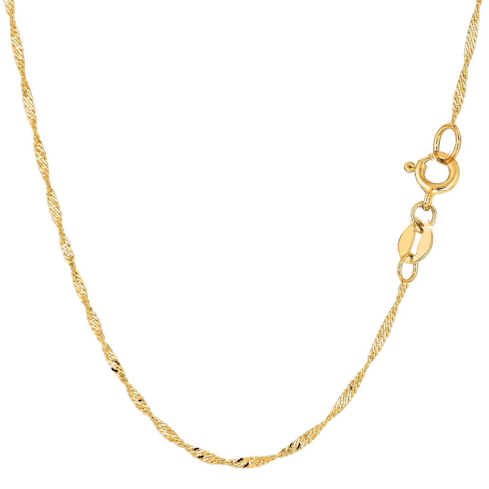 10k Yellow Real Gold Singapore Chain Necklace, 1.5mm, 24″