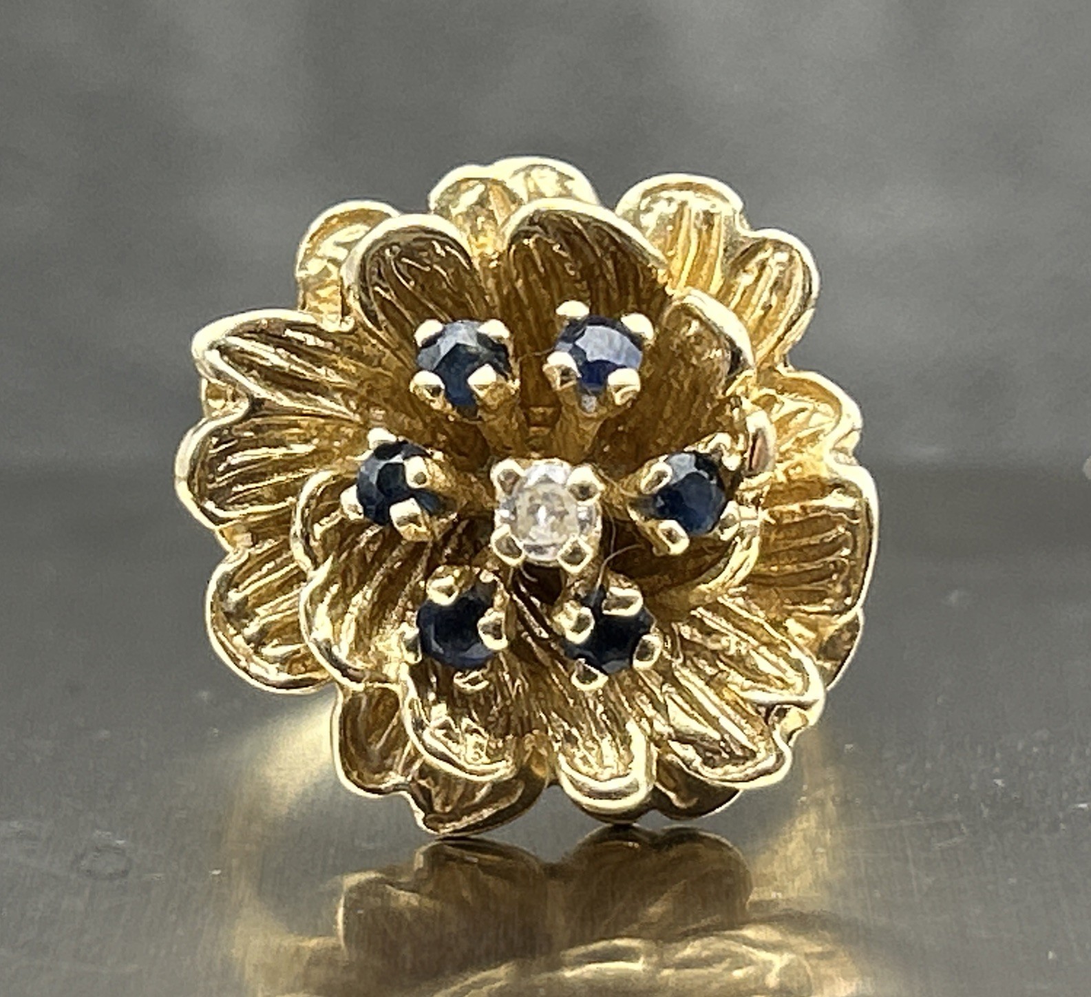 Vintage 14k Gold Sapphire & Diamond Ring Estate Antique 8.8 Grams (Not Scrap)