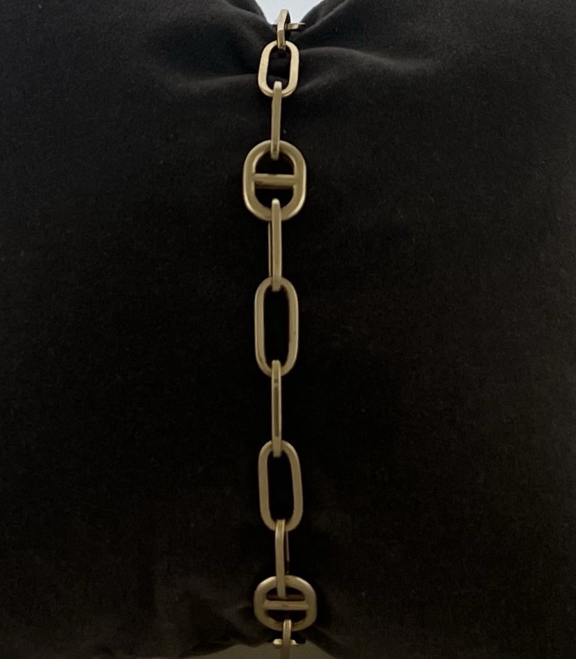 14k Yellow Gold Hollow Paperclip & Marina Link Women’s Bracelet