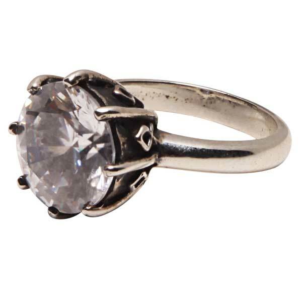 Femme Metale Engaging Huge Clear CZ Solitaire 925 Fine Sterling Silver Ring 5-9