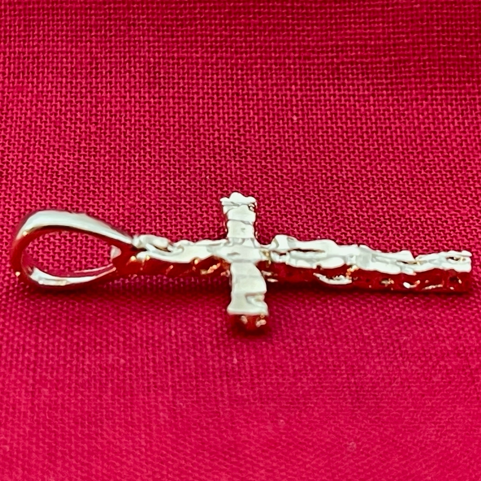 14 KT GOLD EP NUGGET CROSS PENDANT CHARM – 2058