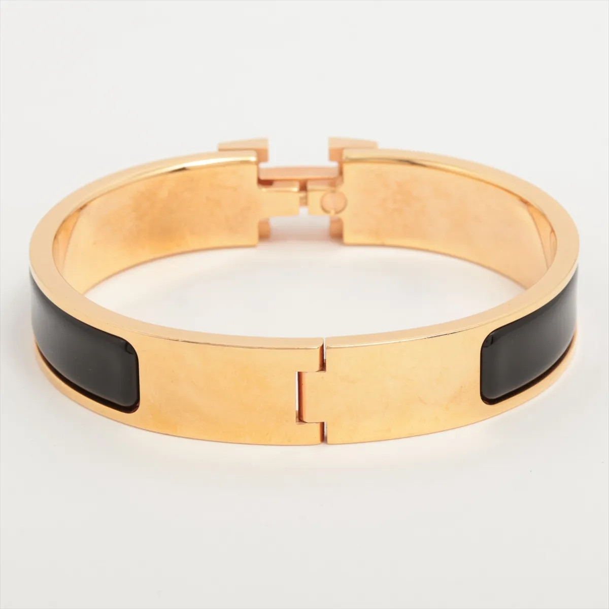 Hermès H Bangle Clic Clac PM Bracelet GP×Enamel Black×Gold