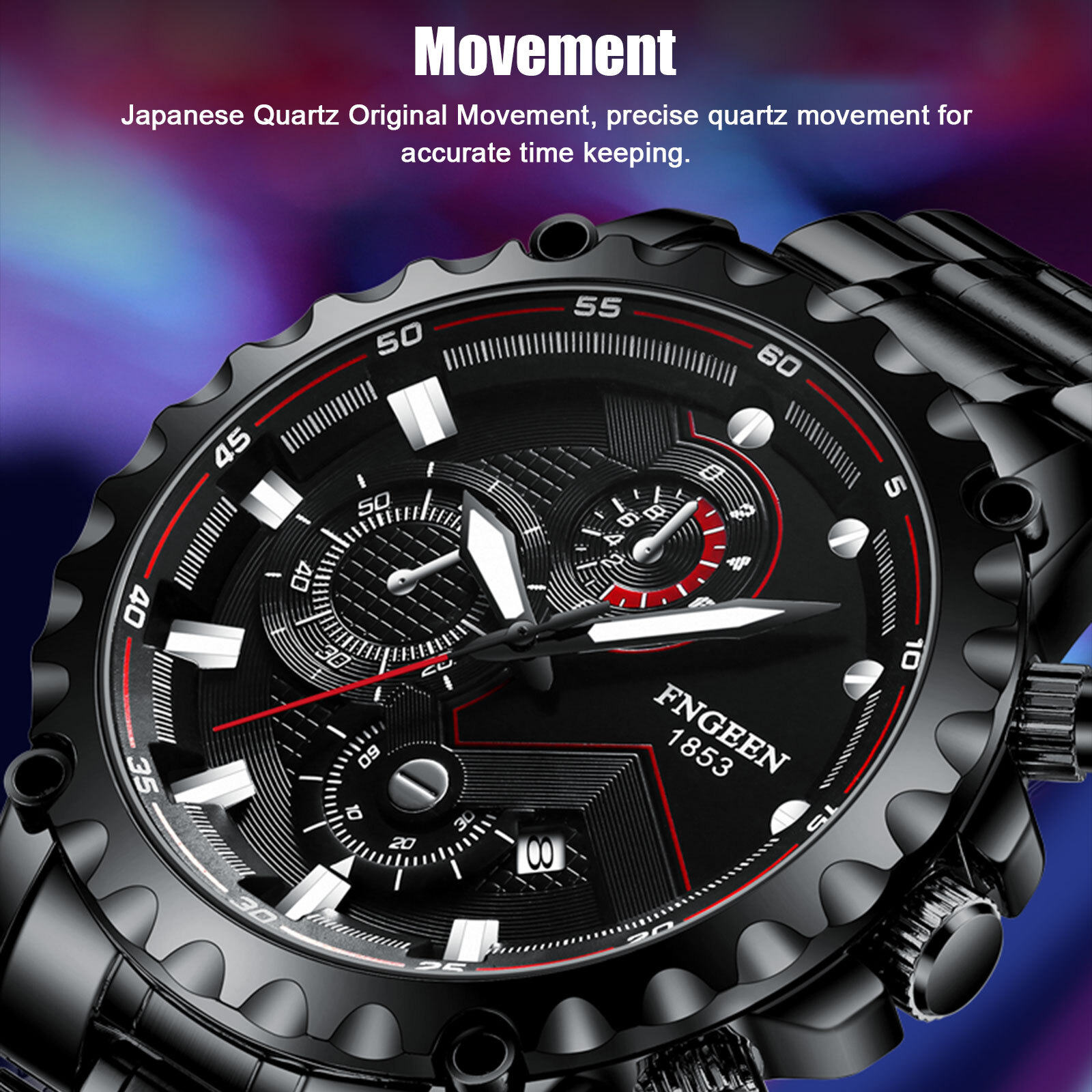 Fashion Men’s Watch Luxury Stainless Steel Quartz Luminous Wristwatch Waterproof