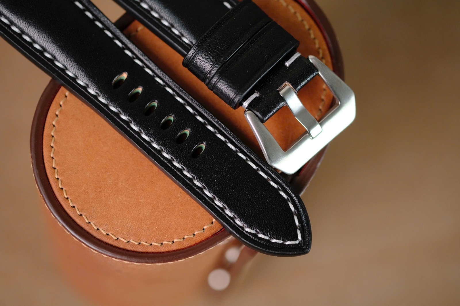 Handmade black strap watch strap watch band size 24/22 (or any size 22 24 26 27)