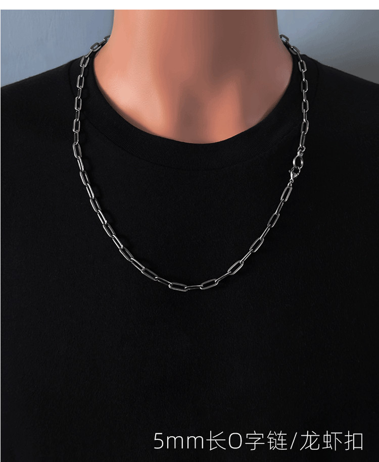 New 5mm Pure Titanium Long O Plated Link Chain Necklace Men Anti-Allergy 25.6″