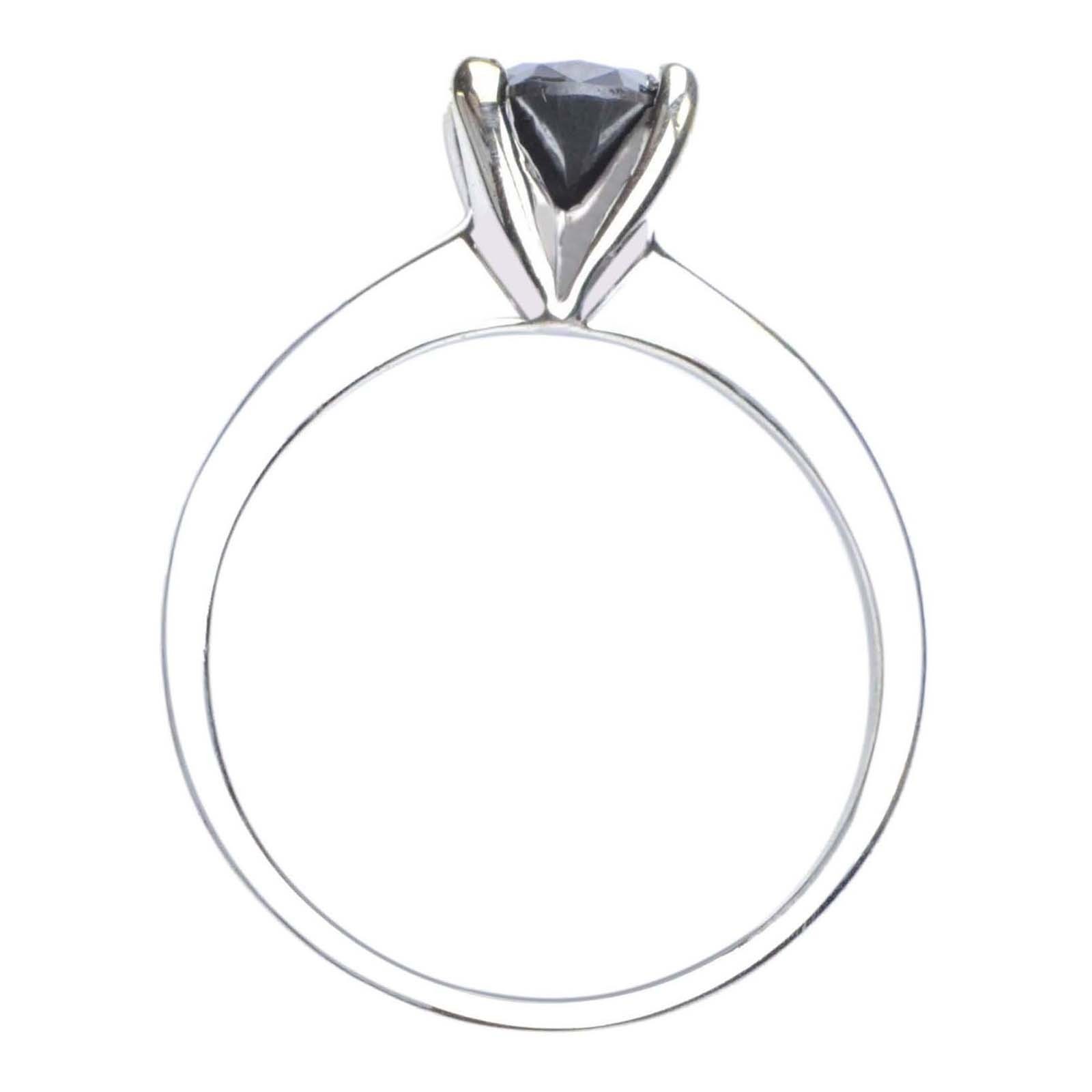 1.50 Cts. Natural Jet Black Certified Diamond Ring In 925 Silver – Tariffs Free