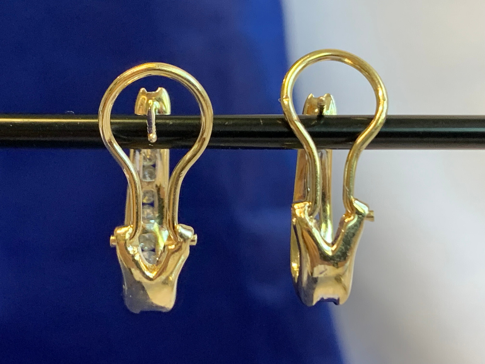 14K Yellow Gold Diamond Earrings 4.82g Fine Jewelry Half Hoop Omega Backs *READ*