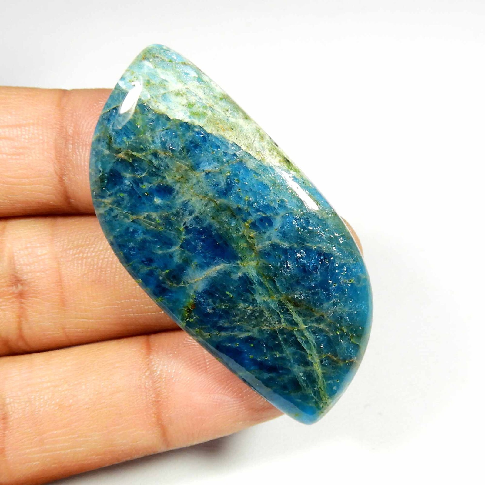 Natural Neon Blue Apatite Cabochon Cushion Shape 53×25 mm Gemstone Loose AP-44