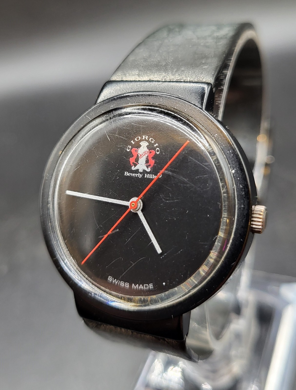 Vintage Swiss Giorgio Beverly Hills Black Unisex Analog 36mm Quartz Watch WR